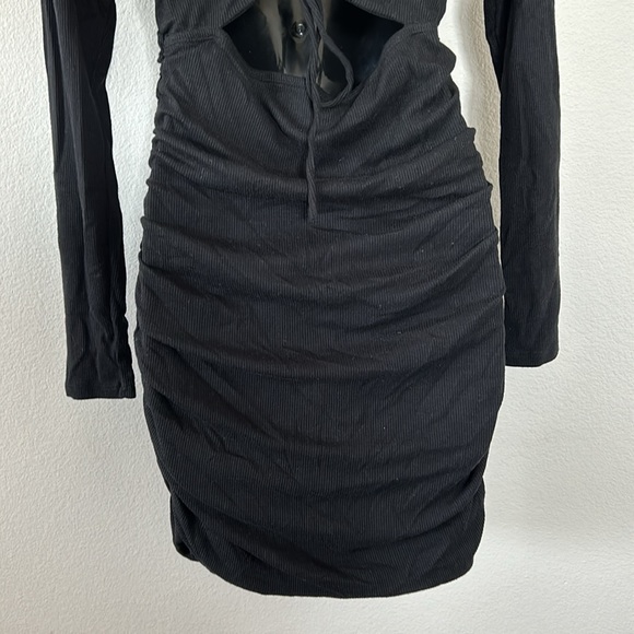 Princess Polly Newton Black Strappy Cutout Back Long Sleeve Ruched Mini Dress - Picture 10 of 13